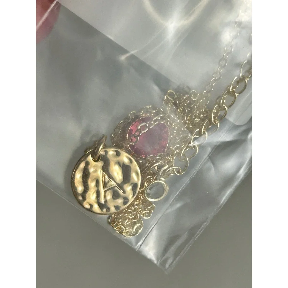 Hidepoo Initial Necklace Kids OS Gold Pink Letter A Personalized Dainty Charm